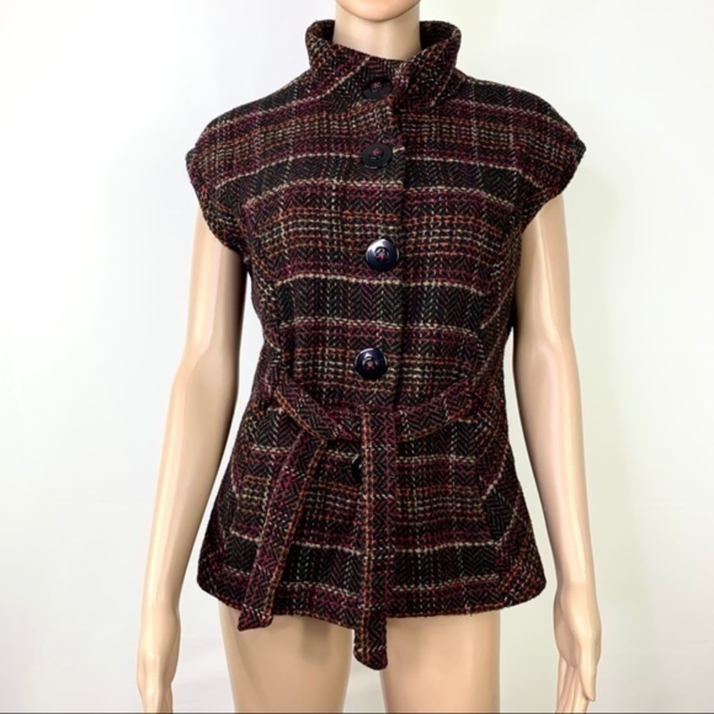 CAbi Women’s Suit Jacket Red Purple sleeveless M